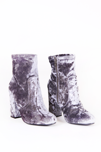 Block Heel Velvet Booties