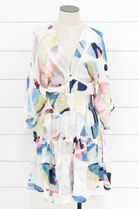 Watercolor Kimono Sleeve Dress
