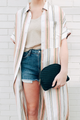 Woven Crossbody W/ Stitching Detail