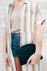 Woven Crossbody W/ Stitching Detail